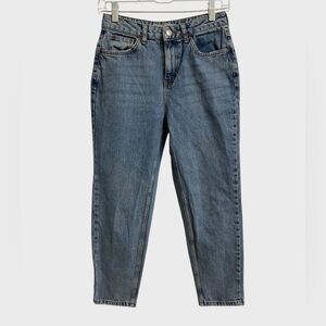 Topshop Women's Moto Mom Jeans Size 26 High Rise Medium Wash Grunge Casual